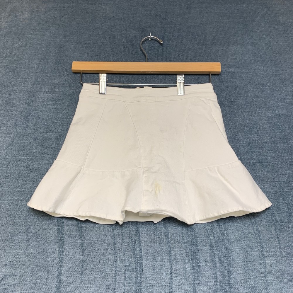 Bessie Fashion Skirt Skort Womens Small Cream Lined Back Zip Ruffle Hem Tennis